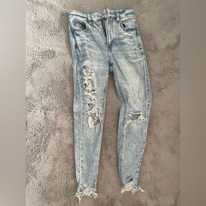 White wash straight leg ripped jeans from American eagle